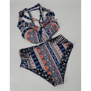 Cupshe Women's Twist Top High-Waist Boho Bikini, Wireless, Padded, Sz XXL